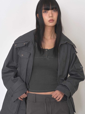 Washed Cotton Safari Jacket [Charcoal]