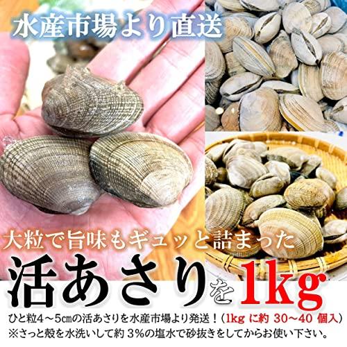 kakiya 北海道産 活あさり 1kg 大粒 1個20〜30g 国産 あさり 天然あさり 活あさり 浅利 味噌汁 焼きアサリ 酒蒸し ボンゴレ