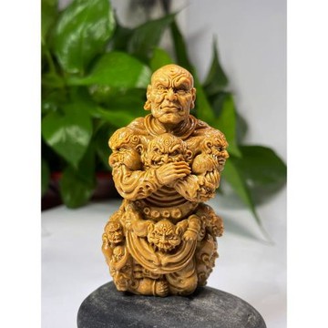 猛犸咖料手工雕刻五毒大黑天一念之間咖色小擺件文玩掛件把件骷髏