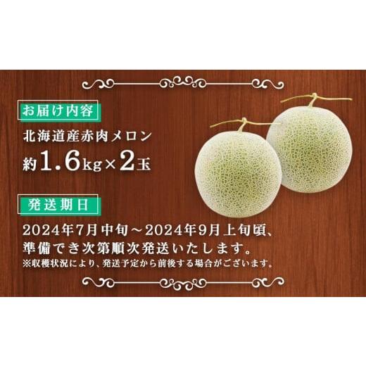 ふるさと納税 北海道 旭川市  北海道産赤肉メロン約1.6kg×2玉 (2024年7月中旬から発送予定) 