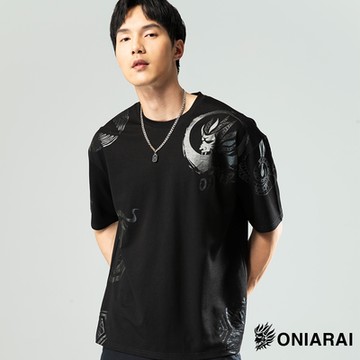 鬼洗 BLUE WAY – 和藝術聖獸丸落肩短TEE