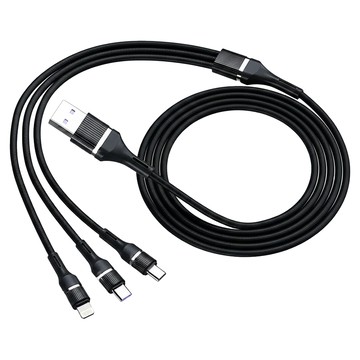 編織3合1快充充電線傳輸線 Type-C  優雅黑  120cm  1條