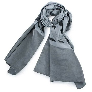ARMANI COLLEZIONI 大字母LOGO薄圍巾-灰色