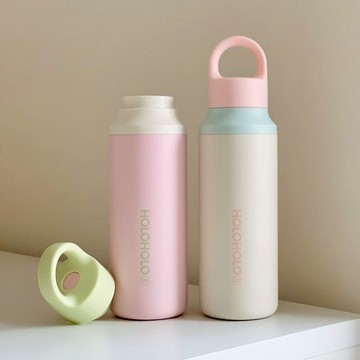 CLICK CUP 手提巧達彈蓋保溫杯（600ml／5色） 雲朵氣泡(藍粉白)