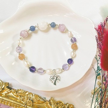 茶花女 雪花幽靈 坦桑石 紫鋰輝 珍珠 橙月光石 紫水晶 薰衣紫晶