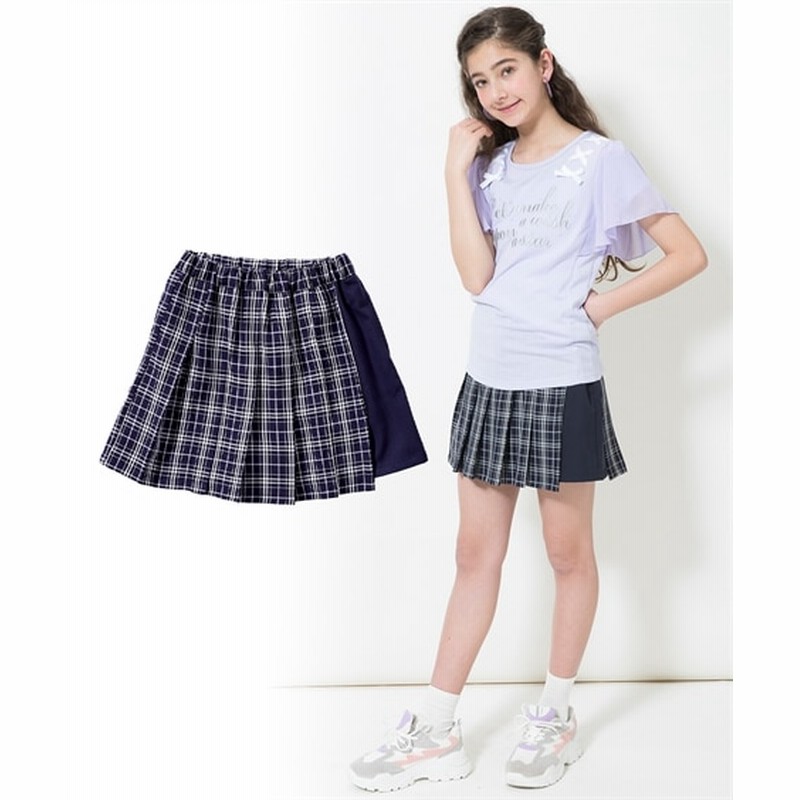 チェックプリーツキュロット 女の子 子供服 ジュニア服 キュロット パンツインスカート スカート Girls Skirts 通販 Lineポイント最大get Lineショッピング