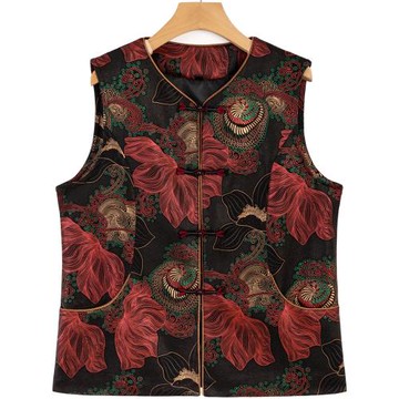 老年人春秋季馬甲復古女奶奶裝新中式國風背心2025新款媽媽裝馬夾