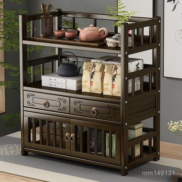 臺灣出貨🔥 博古架 茶壺架 茶具置物架 木杯架 展示架 桌麵茶具架小型博古架實木中式茶桌上收納置物架茶臺擺件茶葉架子