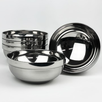 HEKINS 赫金斯 不鏽鋼雙層湯碗 16cm 5入組  5個  銀