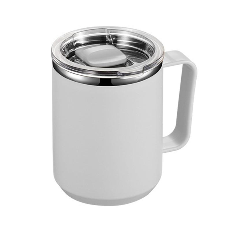 Double Wall Stainless Steel Mug with Handle and Lid Portable Insulated Cup for Outdoor Traveling Drinking Water Tea