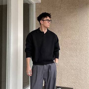 秋冬新款毛衣男美式復古休閒慵懶風針織衫男