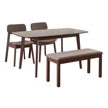 【RICHOME】亞妮莎餐桌椅組(1桌2椅1長凳)胡桃色