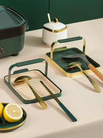 鍋鏟架輕奢臺面鍋蓋架廚房湯勺筷鏟子墊托家用免打孔收納置物架子