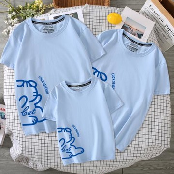 純棉親子裝高端夏裝一家三口四口夏季母子女裝2023新款潮短袖T恤