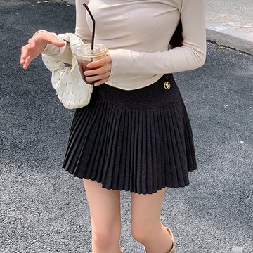 VIVILIAN學院風高腰顯瘦百褶A字裙