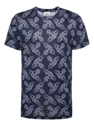 Vivienne Westwood - Orb-print cotton T-shirt - men - Cotton - S - Blue