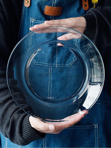 鋼化玻璃微波爐盤子專用透明耐熱菜盤餐具盤家用水果碟子客廳沙拉