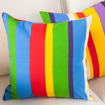 【協貿】田園鄉村宜家布藝彩虹條休閒時尚抱枕含芯