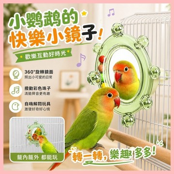 百貨研究所⚡️座山熊小鳥鏡子鸚鵡玩具自嗨解悶玩具掛式發聲鳥籠掛件用品🎉