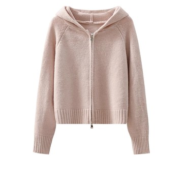 YinxinFan雙拉鏈連帽毛衣外套秋冬女裝小個子超好看短款針織開衫【雲木雜貨】