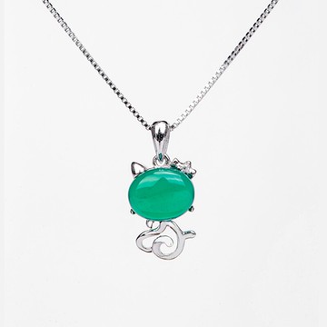 銀項鏈女925純銀貓咪狐貍吊墜鎖骨鏈個性潮日韓銀飾品學生送女友