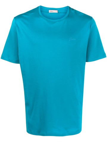 Herno - logo-embroidered cotton T-shirt - men - Cotton - 52 - Blue
