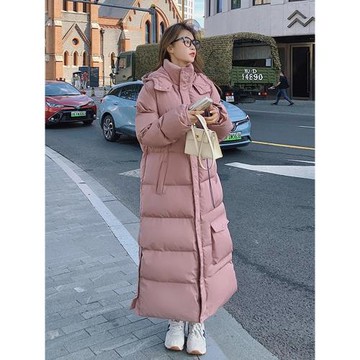 今年流行粉色羽絨棉服女2025冬季新款高級感長款加絨加厚棉衣棉襖