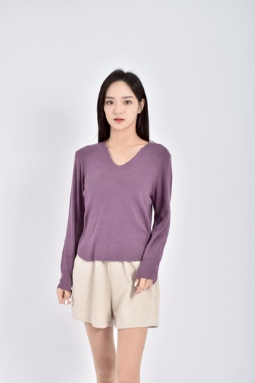 加購優惠(M) 質感針織長袖紫色毛衣