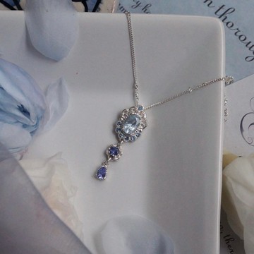夢鏡 海水藍寶 丹泉 項鏈 925銀