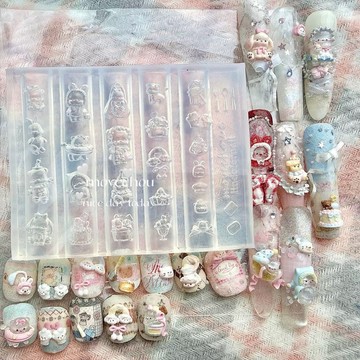 🚚台灣出貨🚚 韓風ins毛衣冬日小熊圍巾手套美甲模具