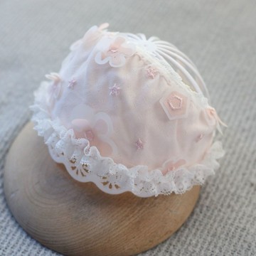 🍭臺灣出貨🍭新生兒夏季帽子韓版透氣薄款嬰兒蕾絲帽寶寶春秋公主風護滷門帽