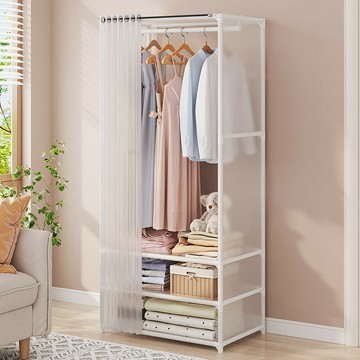 ??快速出貨?? 公司貨 簡易衣柜家用臥室防塵經濟型出租房鋼管加粗衣柜2022新款金屬框架