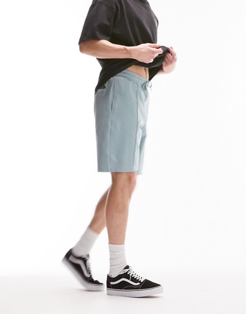 Topman tapered pintuck short in light blue