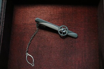 金属银色齿轮领带夹百搭复古领带配件