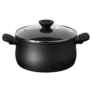 MEYER 美亞 IH陽極不沾雙耳湯鍋 有蓋 3.8L  20cm  鎧甲黑  1個