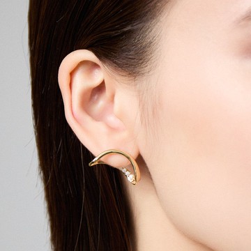 獨特流線寶石耳環 925銀厚鍍18K金 Cherir Diamond Earring