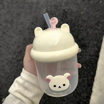 【臺灣出貨】【新品】日系輕松熊墩墩杯迷你牛奶咖啡玻璃杯高顏值便攜式帶吸管