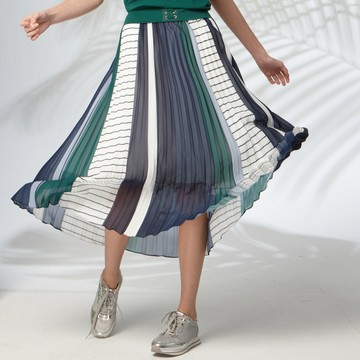 CLL巧玲瓏  多彩細褶雪紡長裙 8540906