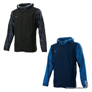 Mizuno 美津濃 連帽外套 男裝 平織 抗UV 口袋拉鍊 黑/藍【運動世界】32TCB08309/32TCB08313