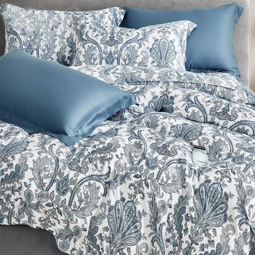 貝淇小舖 60支100%天絲 床包兩用被4件組  雙人  西瑞爾米  床包 + 兩用被套 + 枕套 2個