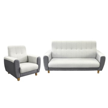 IHouse-好便宜 台灣製高背S曲線護腰 迴彈貓抓皮沙發  1+3人座珍珠灰+月慕灰