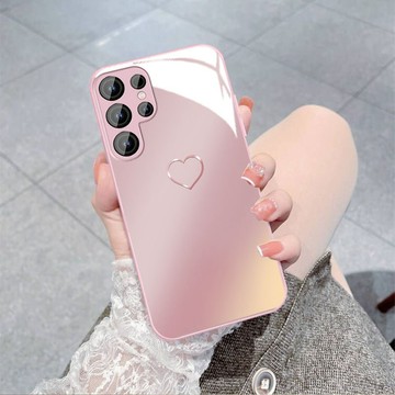 漸變愛心 手機殼 背板鋼化玻璃 保護殼 適用三星S22 S23 S24 A34 A52 A53 A55 Ultra防摔殼