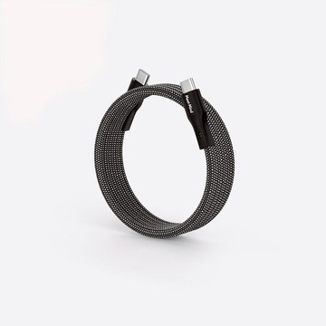 O-MagCables Type-C to Type-C 60W 磁性快收納充電傳輸線 150cm 圓線款 銀色