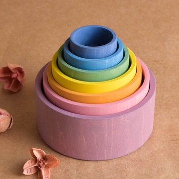 木製嵌套蠟筆碗玩具套裝