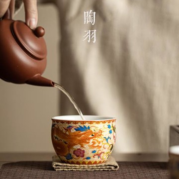 羊脂玉瓷茶杯主人杯個人專用茶杯高端喝茶杯品茗杯帶禮盒茶杯