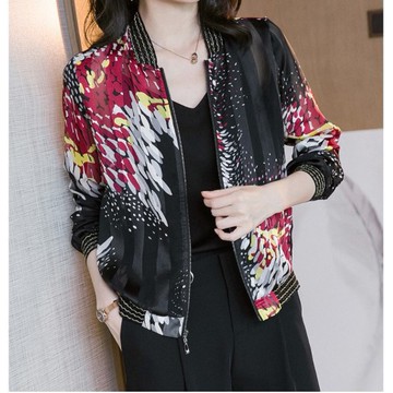 短版 印花 雪紡小外套 防曬外套　ＯＬ時尚 現貨