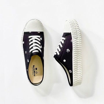 密碼穆勒鞋(寬楦) 半拖厚底餅乾鞋 - 黑色 小紅帽與大野狼 台灣製