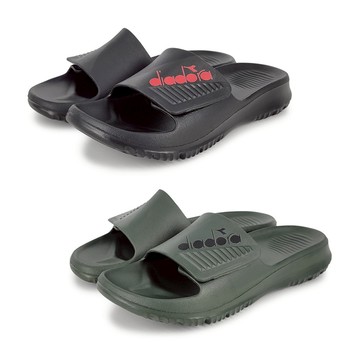 DIADORA迪亞多那 紓壓厚底拖鞋 MIT台灣製造 休閒 運動 時尚 魔鬼氈 彈力 舒壓 足弓支撐 排水 防滑 黑 綠