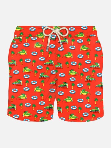 MC2 Saint Barth Man Light Fabric Swim Shorts With Crocodile Print