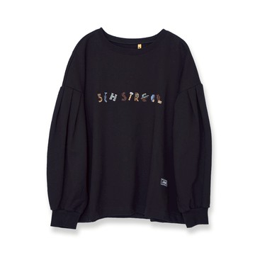 5th STREET｜女裝｜露營零件繡花圖案長袖T恤｜黑色